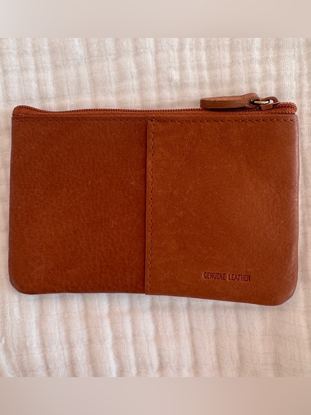 Rolf’s Genuine Leather Zip Coin Purse Key Case Brown Wallet Dual Zip